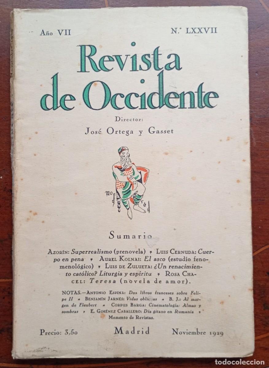 Coleccionismo de revistas y peri&oacute;dicos: REVISTA DE OCCIDENTE Noviembre 1929