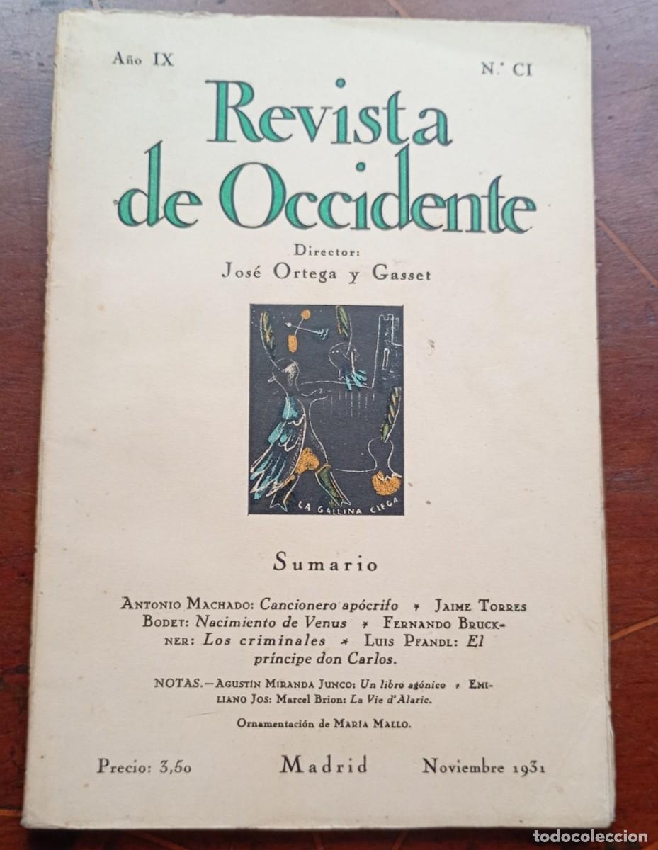 Coleccionismo de revistas y peri&oacute;dicos: REVISTA DE OCCIDENTE Noviembre 1931