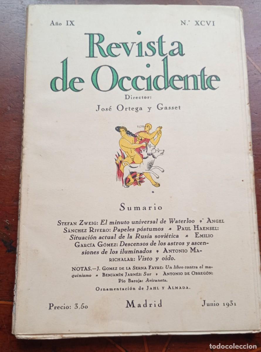 Coleccionismo de revistas y peri&oacute;dicos: REVISTA DE OCCIDENTE Junio 1931
