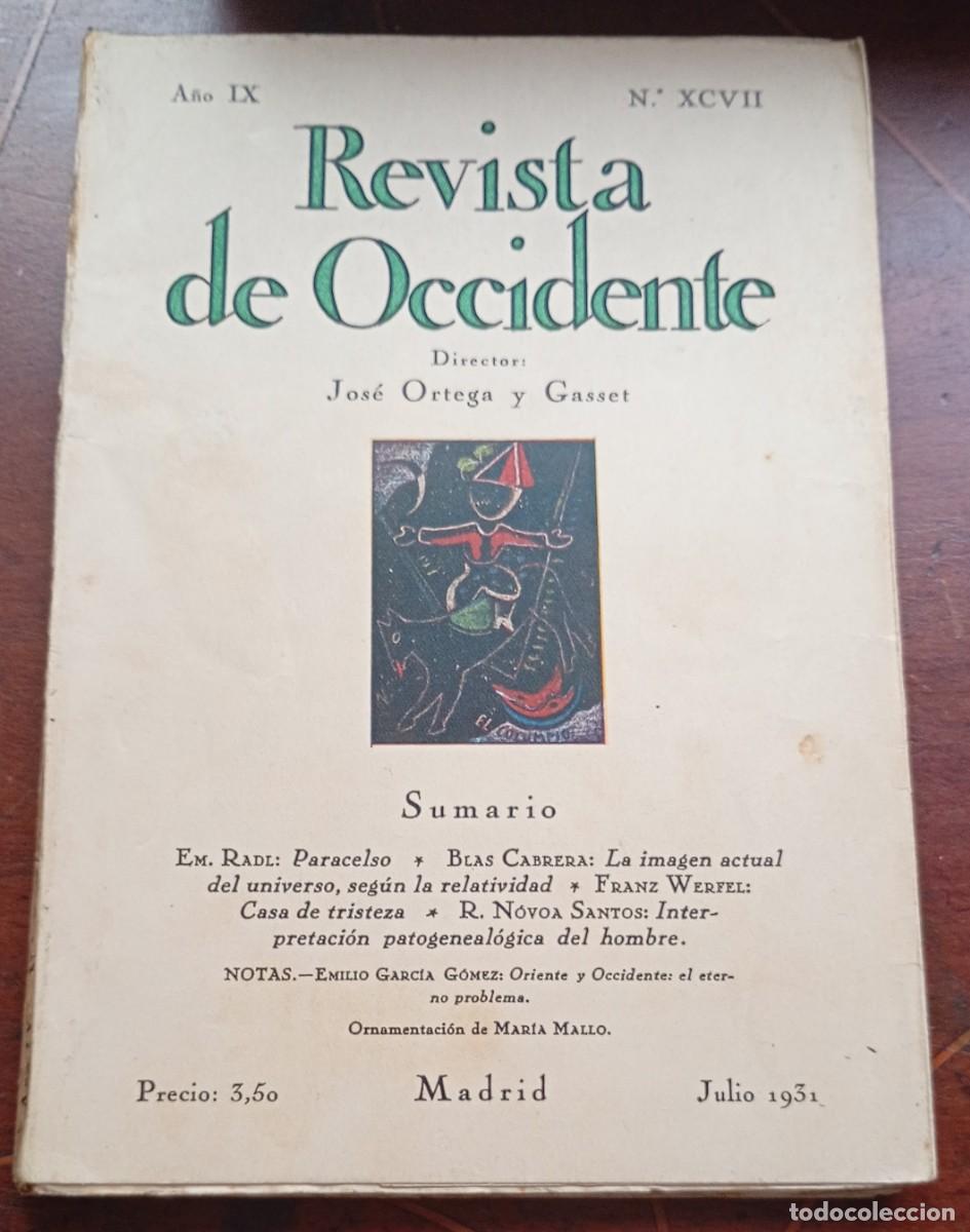 Coleccionismo de revistas y peri&oacute;dicos: REVISTA DE OCCIDENTE Julio 1931