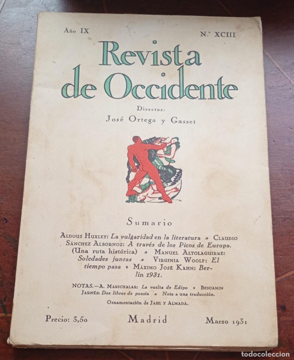 Coleccionismo de revistas y peri&oacute;dicos: REVISTA DE OCCIDENTE Marzo 1931