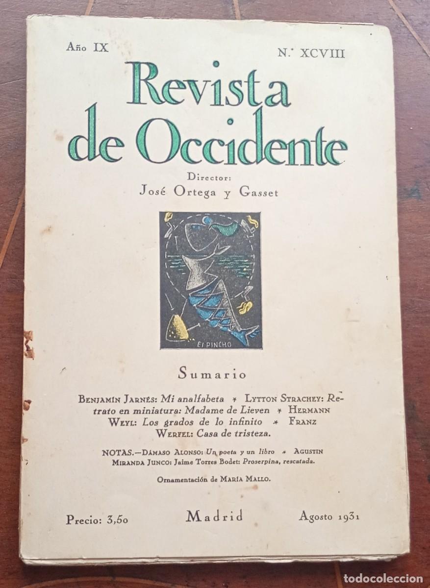 Coleccionismo de revistas y peri&oacute;dicos: REVISTA DE OCCIDENTE Agosto 1931 NUEVO - NO LEIDO