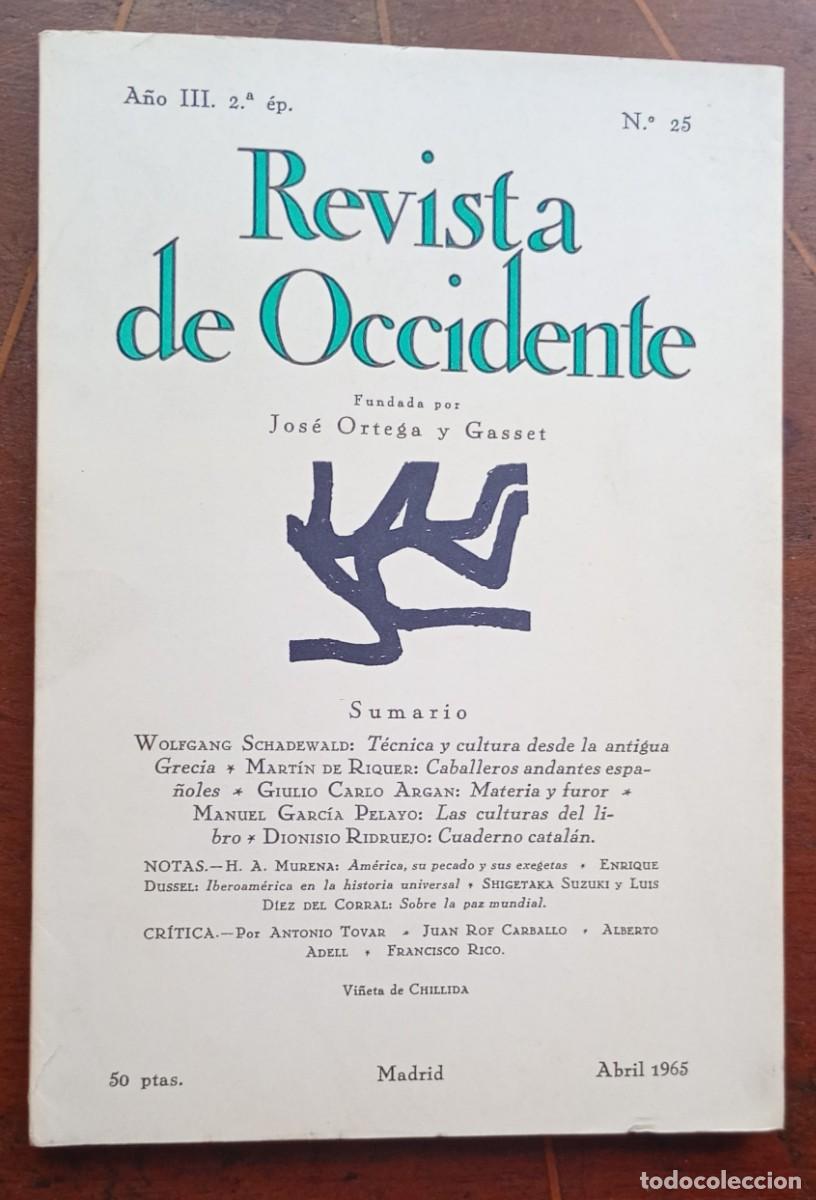 Coleccionismo de revistas y peri&oacute;dicos: REVISTA DE OCCIDENTE Abril 1965 NUEVO - NO LEIDO