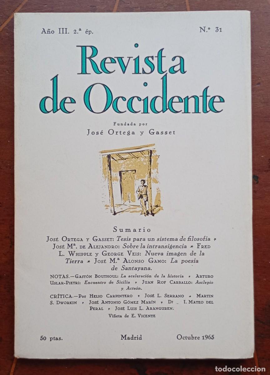 Coleccionismo de revistas y peri&oacute;dicos: REVISTA DE OCCIDENTE Octubre 1965 NUEVO - NO LEIDO