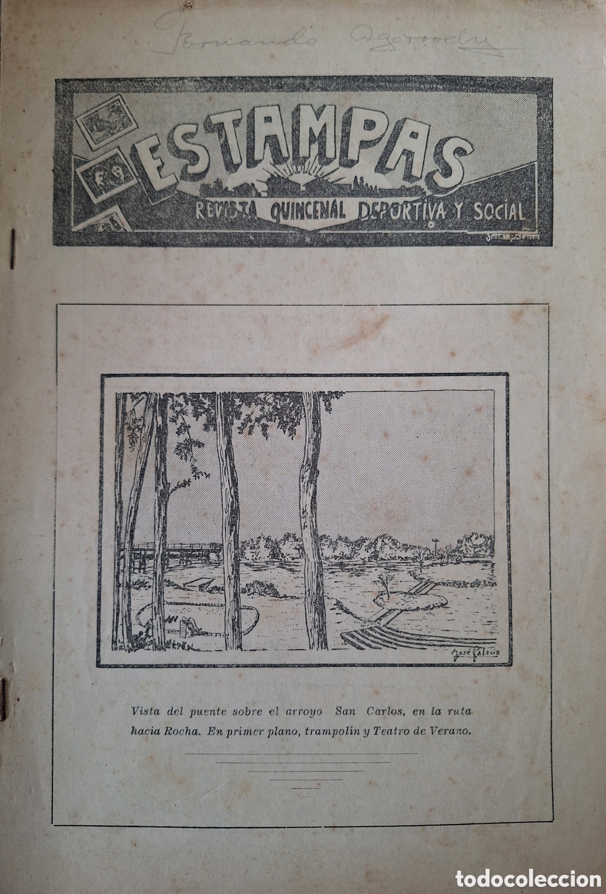Coleccionismo de revistas y peri&oacute;dicos: REVISTA ESTAMPAS DE SAN CARLOS EN PORTADA DIBUJO DE JOSE PALACIO ( MANUEL RODRIGUEZ )