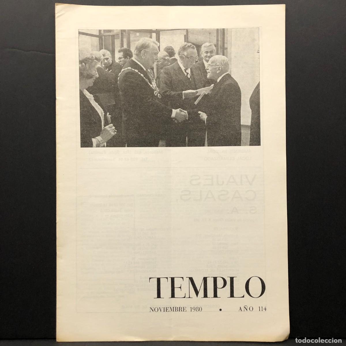 Coleccionismo de revistas y peri&oacute;dicos: TEMPLO - REVISTA DE LA SAGRADA FAM&Iacute;LIA DE BARCELONA - ANTONI GAUD&Iacute; - NOVIEMBRE 1980 / 5218