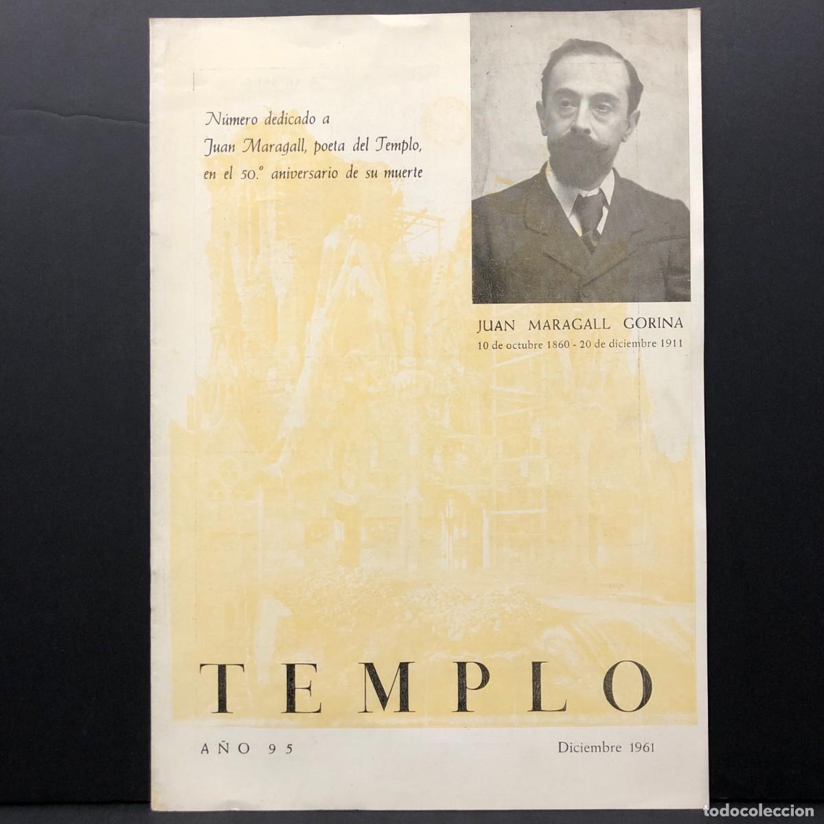 Coleccionismo de revistas y peri&oacute;dicos: TEMPLO - REVISTA DE LA SAGRADA FAM&Iacute;LIA DE BARCELONA ANTONI GAUD&Iacute; - DICIEMBRE 1961 - MARAGALL / 5226