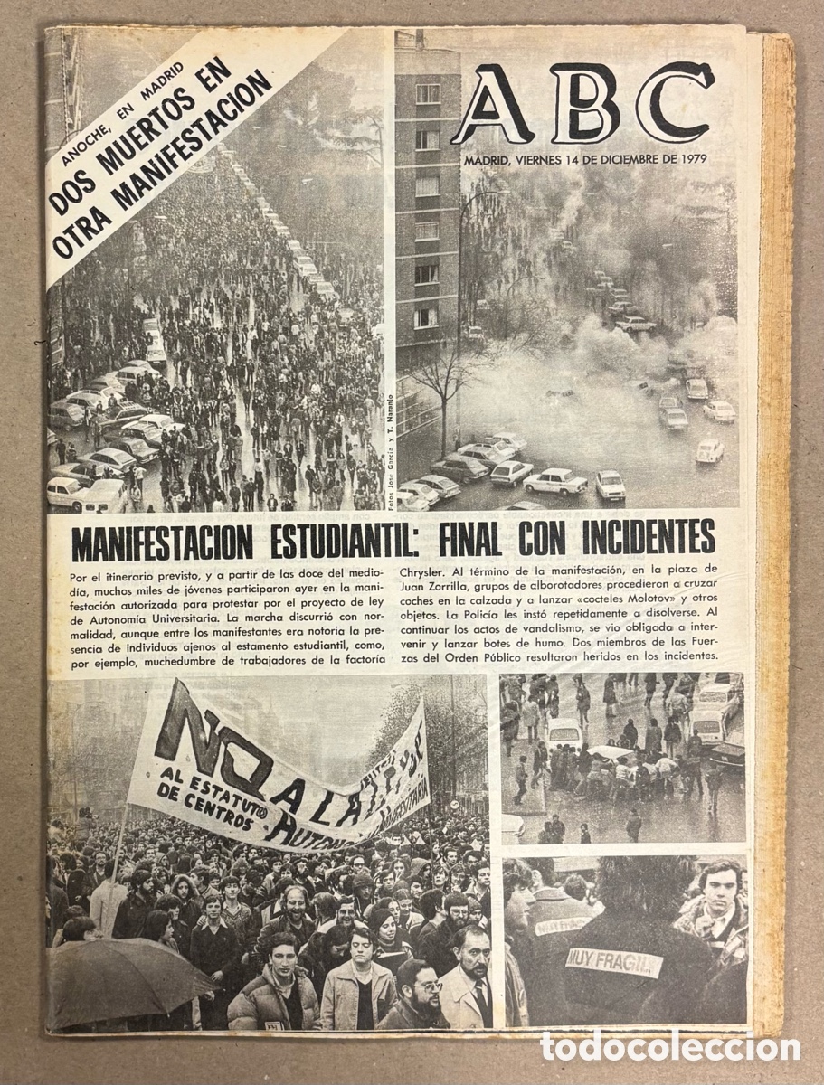 Coleccionismo de revistas y peri&oacute;dicos: ABC (14 DE FEBRERO DE 1979). DOS MUERTOS EN MANIFESTACI&Oacute;N ESTUDIANTIL EN MADRID,..
