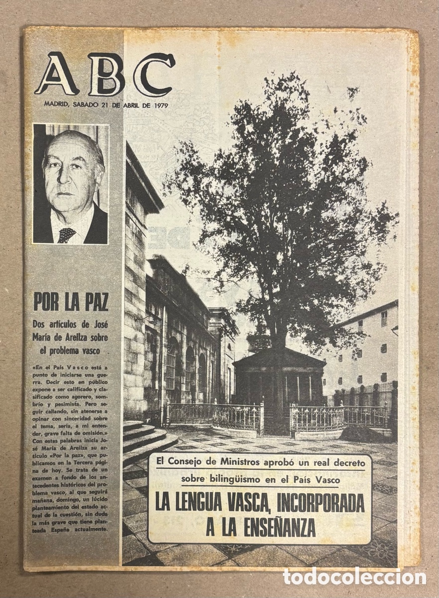 Coleccionismo de revistas y peri&oacute;dicos: ABC (21 DE ABRIL DE 1979). LA LENGUA VASCA INCORPORADA A LA ENSE&Ntilde;ANZA,&hellip;