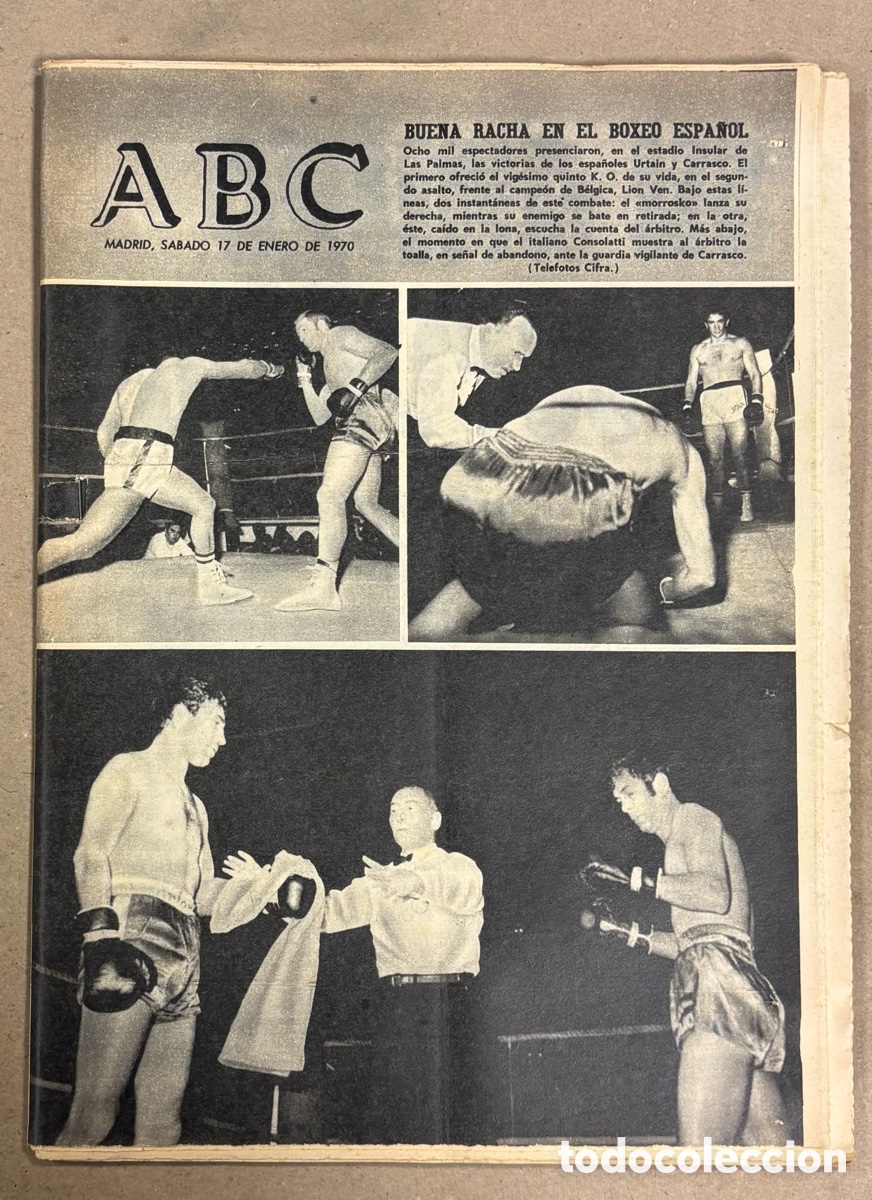 Coleccionismo de revistas y peri&oacute;dicos: ABC (17 ENERO 1970). BUENA RACHA EN EL BOXEO ESPA&Ntilde;OL: URTAIN Y PEDRO CARRASCO,&hellip;