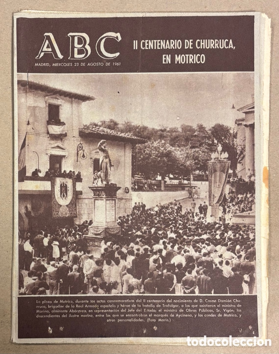 Coleccionismo de revistas y peri&oacute;dicos: ABC (23 DE AGOSTO DE 1963). II CENTENARIO DE CHURRUCA EN MOTRICO,&hellip;