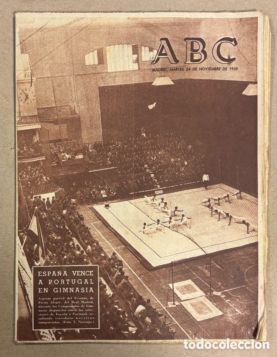 Coleccionismo de revistas y peri&oacute;dicos: ABC (24 DE NOVIEMBRE DE 1959). ESPA&Ntilde;A VENCE A PORTUGAL EN GIMNASIA,&hellip;
