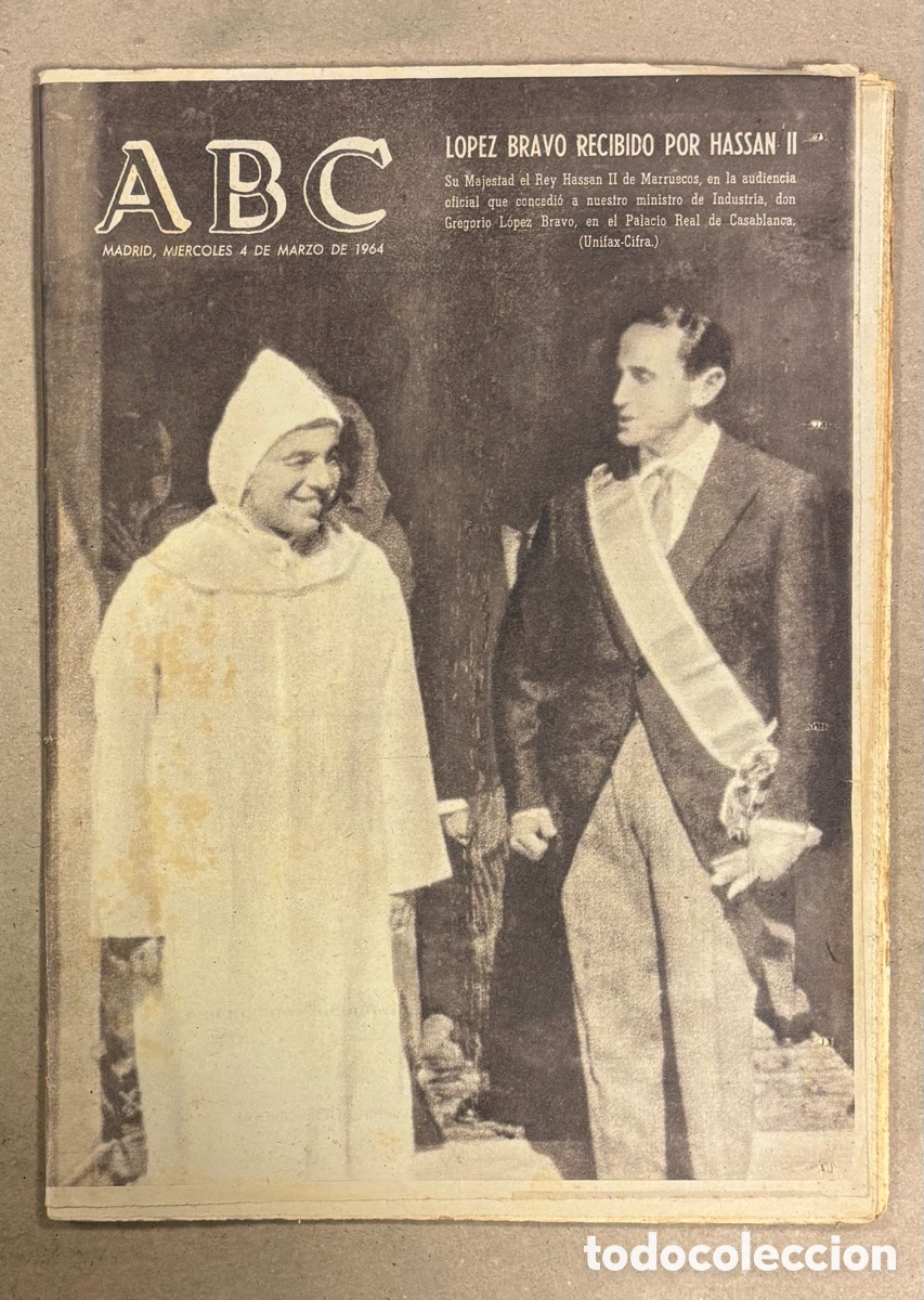 Coleccionismo de revistas y peri&oacute;dicos: ABC (4 DE MARZO DE 1964). EL MINISTRO L&Oacute;PEZ BRAVO RECIBIDO POR EL REY HASSAN II DE MARRUECOS,&hellip;