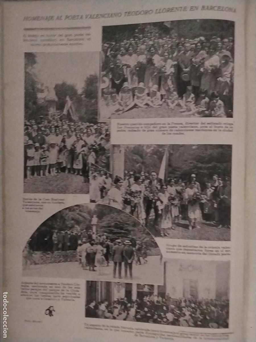 Coleccionismo de revistas y peri&oacute;dicos: HOMENAJE AL POETA VALENCIANO TEODORO LLORENTE EN BARCELONA HOJA A&Ntilde;O 1928