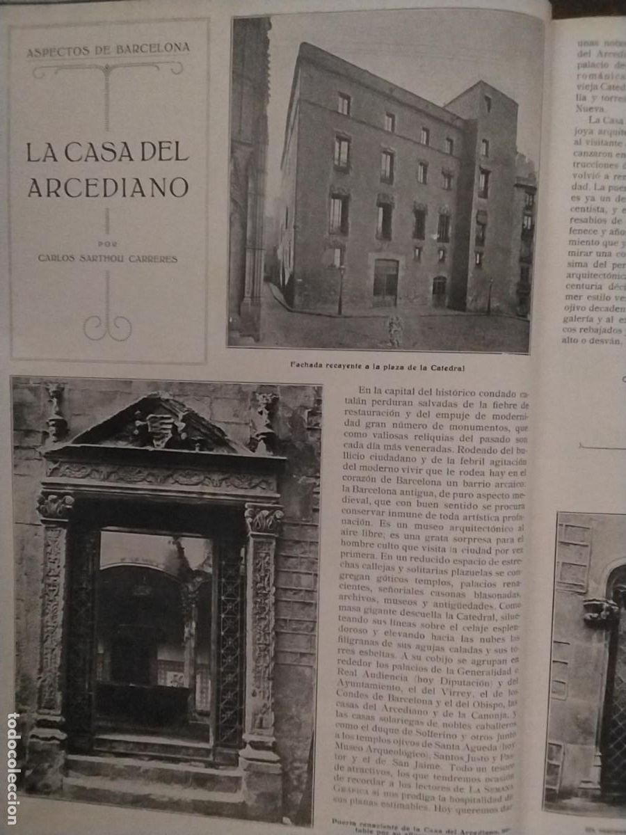 Coleccionismo de revistas y peri&oacute;dicos: LA CASA DEL ARCEDIANO ASPECTOS DE BARCELONA PLAZA CATEDRAL 2 HOJAS A&Ntilde;O 1928