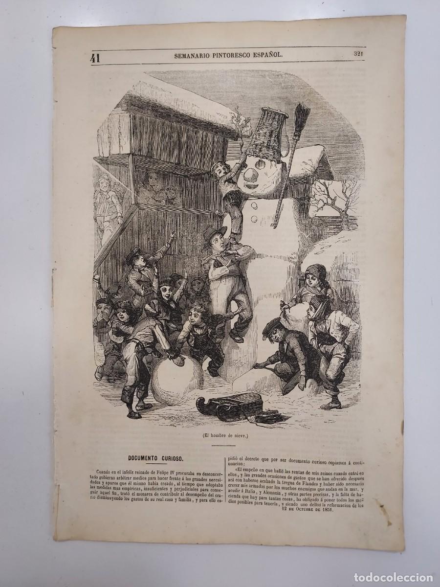 Coleccionismo de revistas y peri&oacute;dicos: SEMANARIO PINTORESCO ESPA&Ntilde;OL 1851 41. MU&Ntilde;ECO DE NIEVE. AGUSTIN MORETO CABA&Ntilde;A. CAROLINA CORONADO