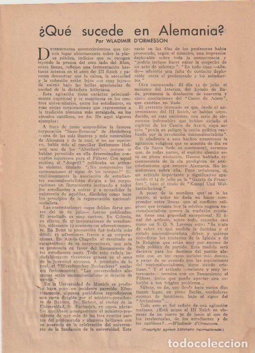 Coleccionismo de revistas y peri&oacute;dicos: * NAZISMO * &iquest;Qu&eacute; sucede en Alemania?/ Waldimir D&rsquo;Ormesson - 1935