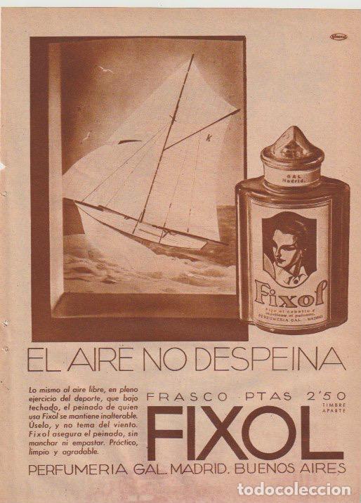 Coleccionismo de revistas y peri&oacute;dicos: Publicidad FIXOL de Perfumer&iacute;a Gal -1935