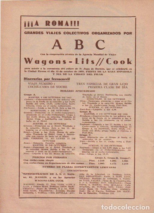 Coleccionismo de revistas y peri&oacute;dicos: Publicidad viajes colectivos organizados por ABC y Wagons-Lits // Cook - 1935