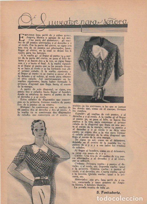 Coleccionismo de revistas y peri&oacute;dicos: * LABORES * Sweater para se&ntilde;ora / S. Fontcuberta - 1935