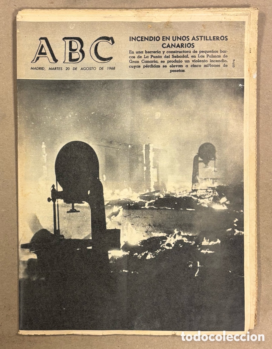 Coleccionismo de revistas y peri&oacute;dicos: ABC (5 DE MARZO DE 1963). INCENDIO EN UNOS ASTILLEROS CANARIOS LA PUNTA DE SEBADAL