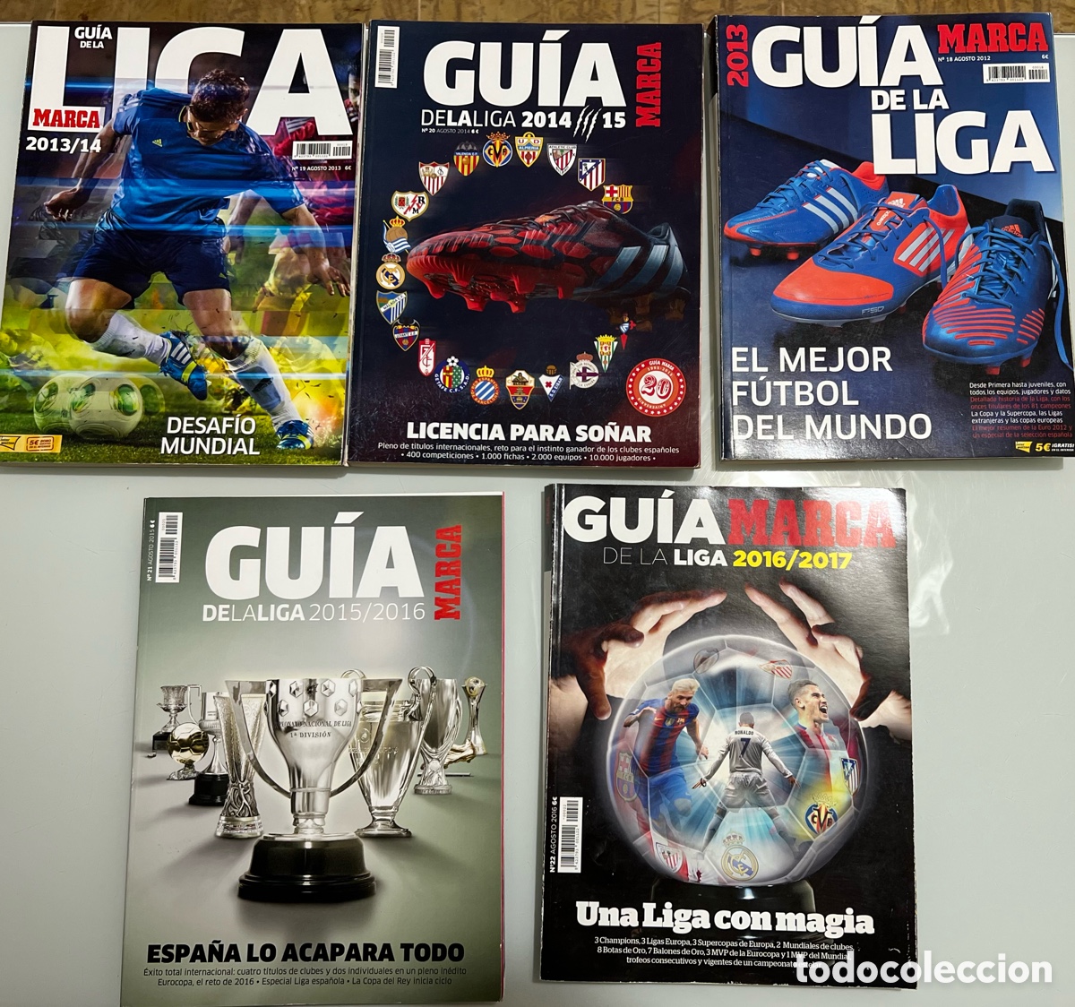 Coleccionismo de revistas y peri&oacute;dicos: 5 Revistas Gu&iacute;a de la Liga Marca. A&ntilde;os 2013, 2013/14, 2014/15, 2015/16 y 2016/17