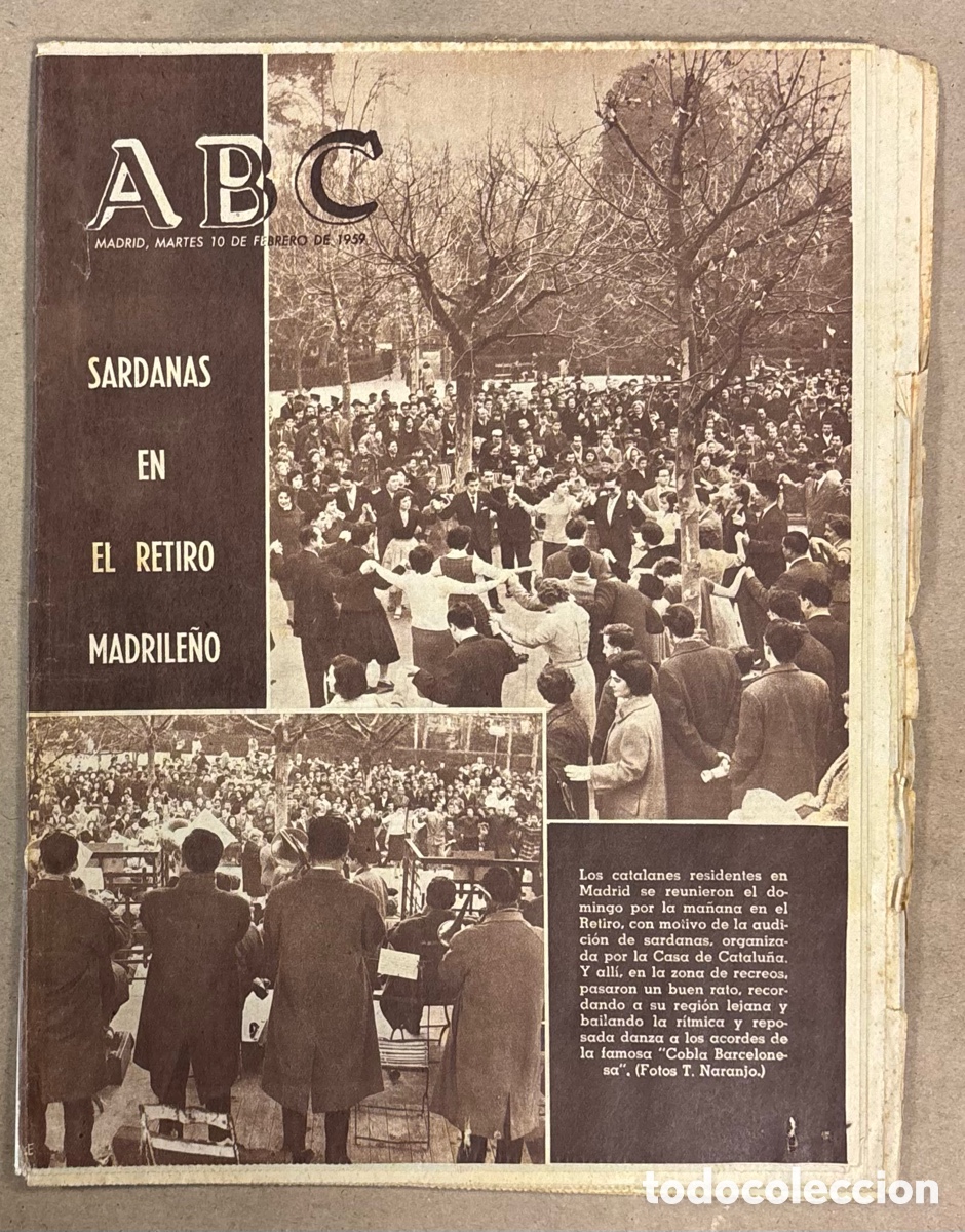 Coleccionismo de revistas y peri&oacute;dicos: ABC (10 DE FEBRERO DE 1959). SARDANAS EN EL RETIRO MADRILE&Ntilde;O,&hellip;