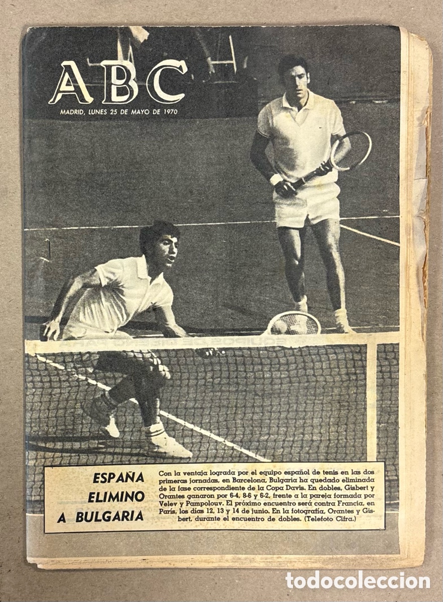 Coleccionismo de revistas y peri&oacute;dicos: ABC (25 DE MAYO DE 1970). COPA DAVIS: ESPA&Ntilde;A ELIMIN&Oacute; A BULGARIA (GISBERT, ORANTES),&hellip;