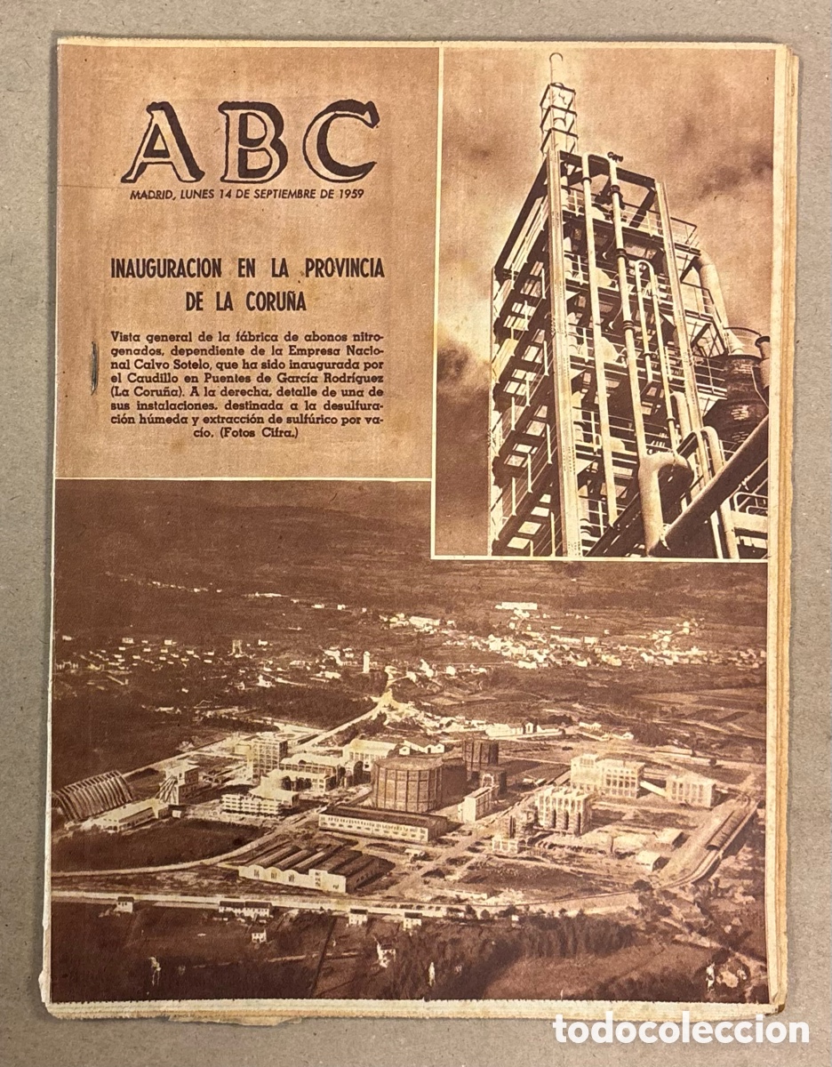 Collectionnisme de Revues et Journaux: ABC (14 SEPTIEMBRE 1959). INAUGURACI&Oacute;N F&Aacute;BRICA ABONOS EN PUENTES DE GARC&Iacute;A RODR&Iacute;GUEZ (LA CORU&Ntilde;A)