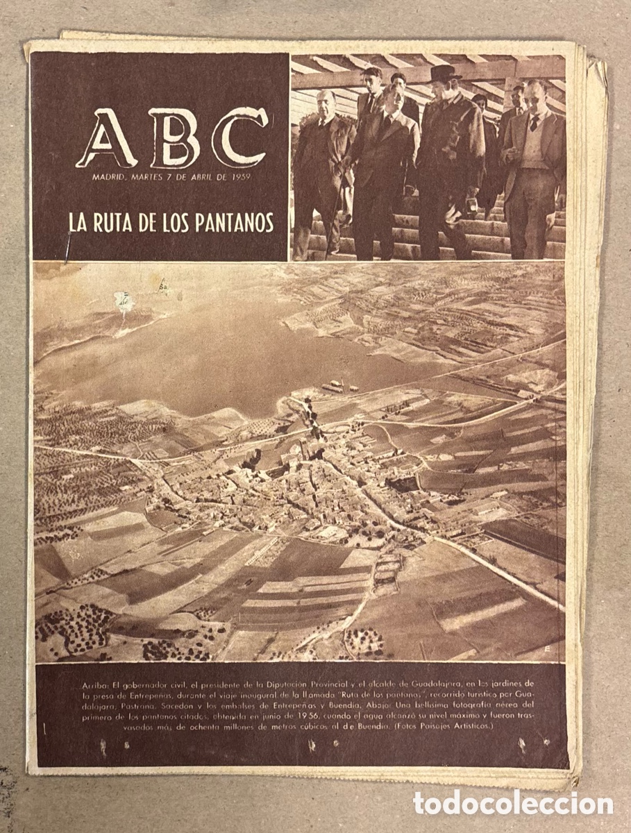 Collectionnisme de Revues et Journaux: ABC (7 DE ABRIL DE 1959). LA RUTA DE LOS PANTANOS GUADALAJARA, PRESA DE ENTREPE&Ntilde;AS,..
