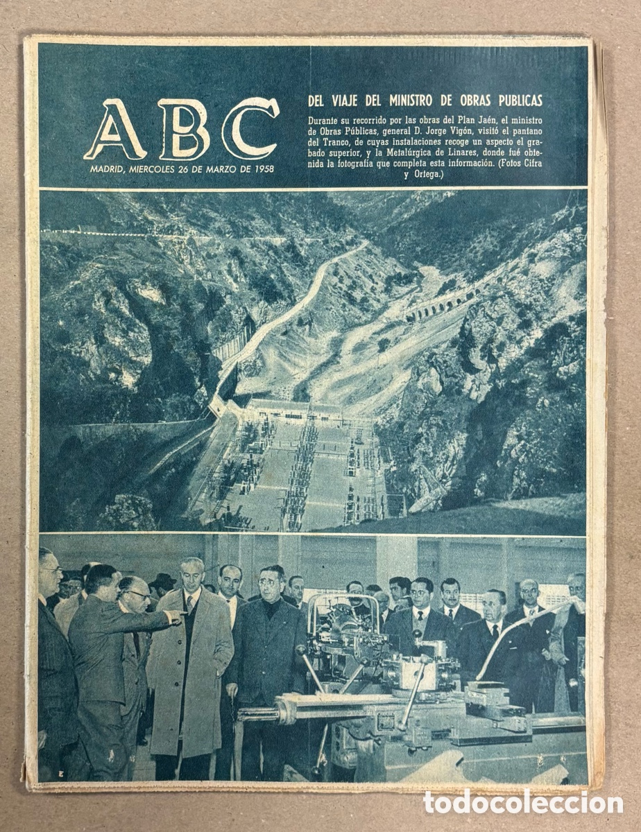 Coleccionismo de revistas y peri&oacute;dicos: ABC (26 DE MARZO DE 1958). MINISTRO DE OBRAS P&Uacute;BLICAS VISITA OBRAS PLAN JA&Eacute;N,&hellip;