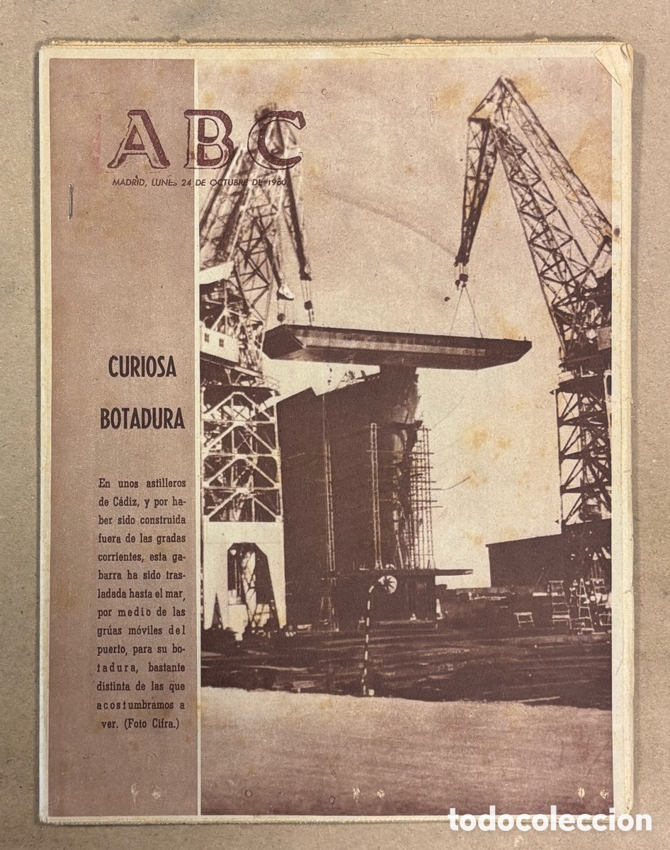 Coleccionismo de revistas y peri&oacute;dicos: ABC (24 DE OCTUBRE DE 1960). CURIOSA BOTADURA EN ASTILLEROS DE C&Aacute;DIZ,&hellip;