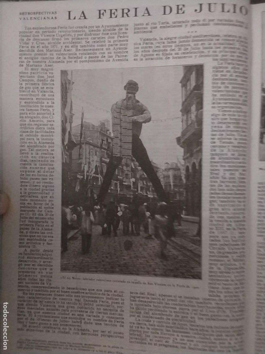 Coleccionismo de revistas y peri&oacute;dicos: LA FERIA DE JULIO EN VALENCIA TIO NELO 1900 NELET I QUINQUETA 1902 ALAMEDA HOJA A&Ntilde;O 1928