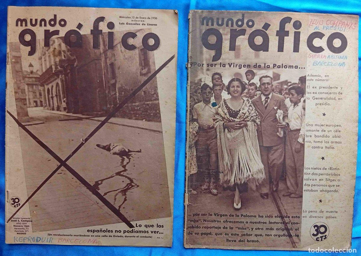 Coleccionismo de revistas y peri&oacute;dicos: 2 EJEMPLARES DE MUNDO GR&Aacute;FICO. 15 ENERO, 1936 Y POSIBLEMENTE ENERO DE 1935. LLUIS COMPANYS.