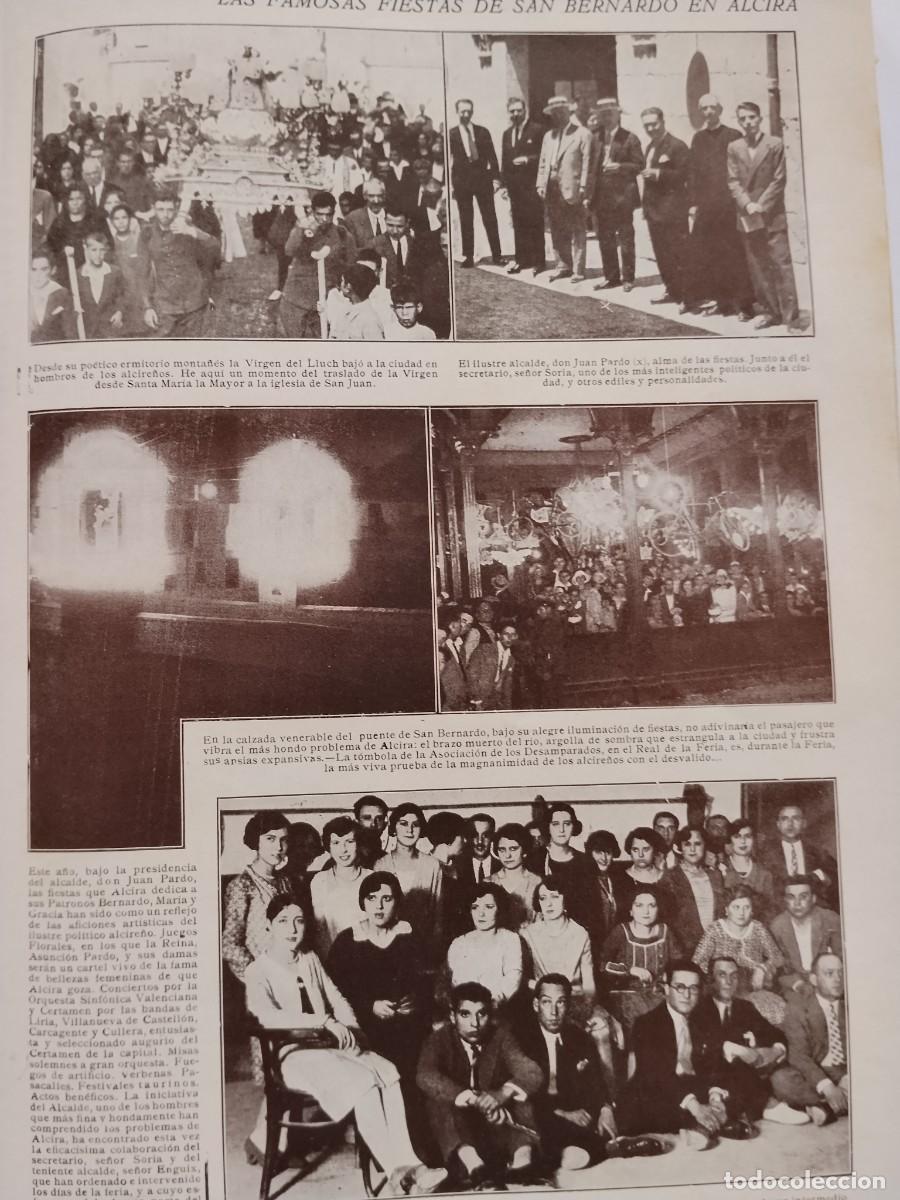 Coleccionismo de revistas y peri&oacute;dicos: LAS FAMOSAS FIESTAS DE SAN BERNARDO EN ALCIRA VIRGEN DEL LLUCH ALCALDE JUAN PARDO HOJA A&Ntilde;O 1928