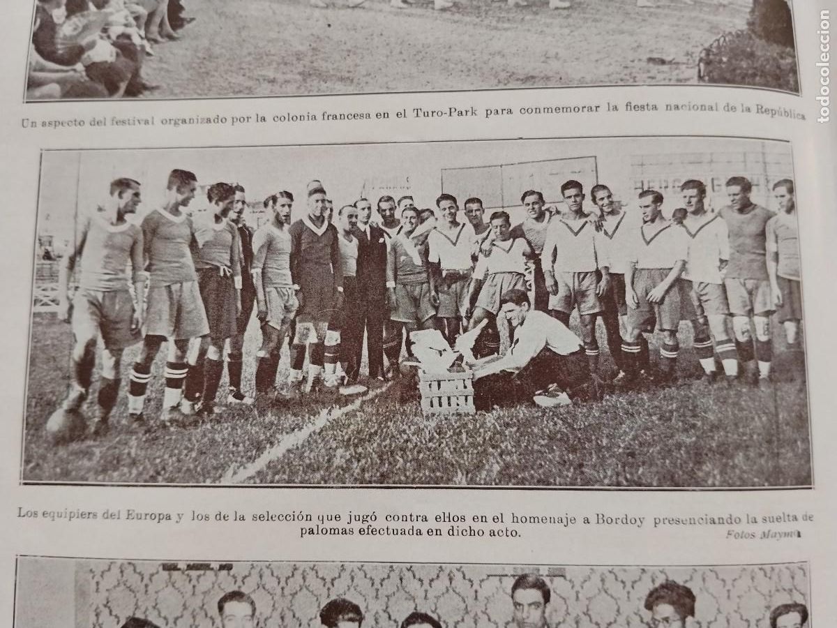 Coleccionismo de revistas y peri&oacute;dicos: HOMENAJE A BORDOY LOS EQUIPIERS DEL EUROPA BARCELONA EQUIPO HOJA A&Ntilde;O 1928