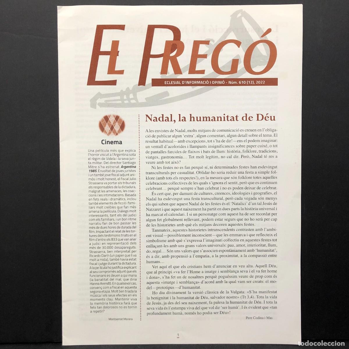 Coleccionismo de revistas y peri&oacute;dicos: EL PREG&Oacute; - ECLESIAL D'INFORMACI&Oacute; I OPINI&Oacute; - N&Uacute;M. 610 - 2022 - NADAL, LA HUMANITAT DE D&Eacute;U / 5552