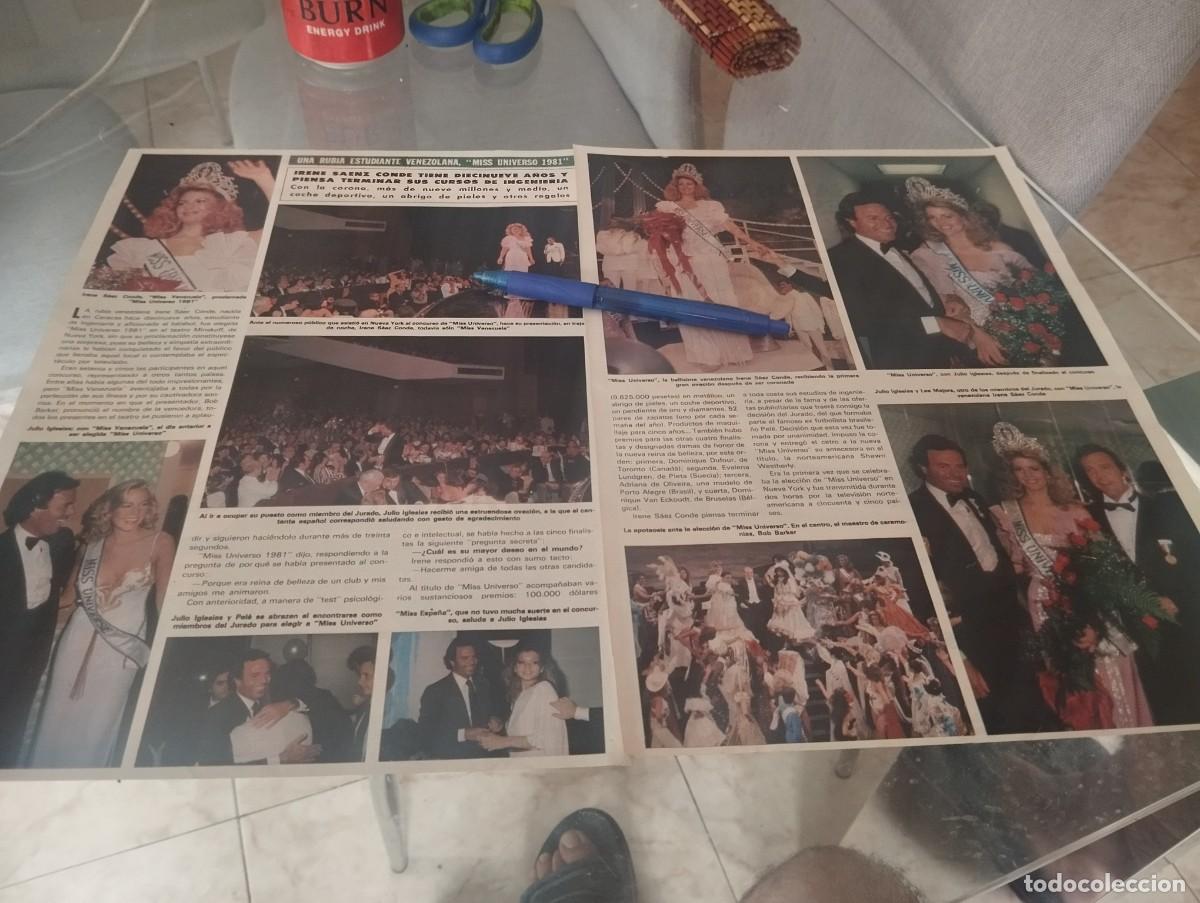 Coleccionismo de revistas y peri&oacute;dicos: MISS UNIVERSO 1981 IRENE SAEZ CON JULIO IGLESIAS CLIPPING RECORTE REVISTA 2 P&Aacute;GINAS 1981