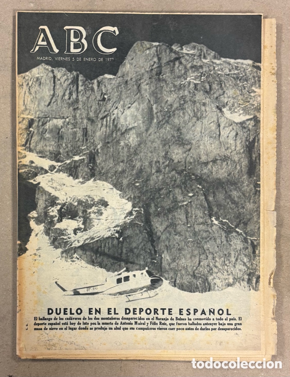Coleccionismo de revistas y peri&oacute;dicos: ABC (5 DE ENERO DE 1973). DUELO DEPORTE ESPA&Ntilde;OL DOS MONTA&Ntilde;EROS NARANJO DE BULNES,&hellip;