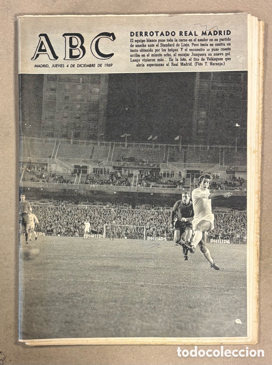 Coleccionismo de revistas y peri&oacute;dicos: ABC (4 DE DICIEMBRE DE 1969). STANDARD LIEJA DERROTA REAL MADRID EN LA COPA DE EUROPA,&hellip;
