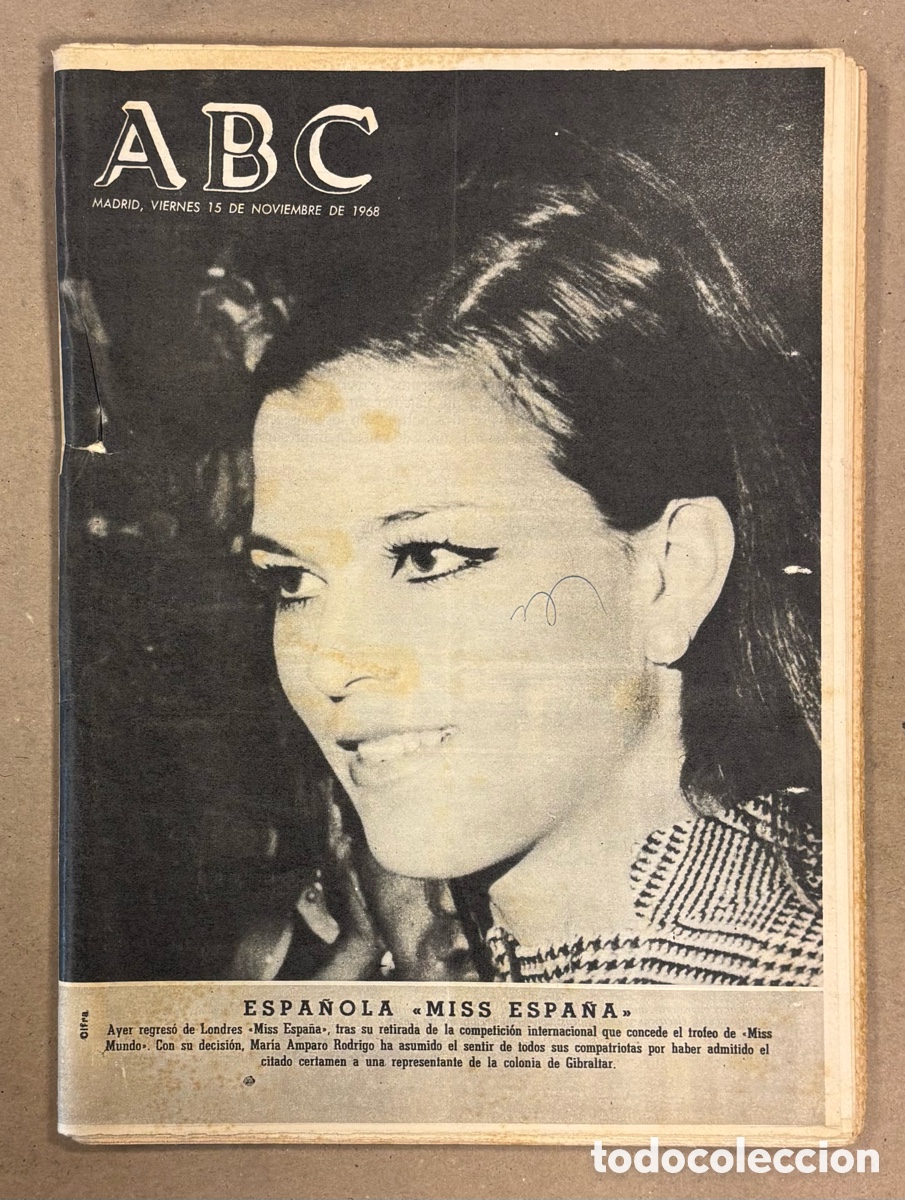 Coleccionismo de revistas y peri&oacute;dicos: ABC (15 DE NOVIEMBRE DE 1968). LA ESPA&Ntilde;OLA MAR&Iacute;A AMPARO RODRIGO MISS ESPA&Ntilde;A,&hellip;