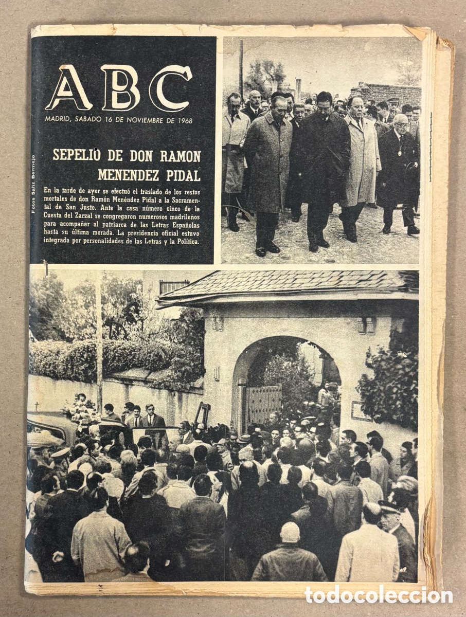 Coleccionismo de revistas y peri&oacute;dicos: ABC (16 DE NOVIEMBRE DE 1968). SEPELIO DE DON RAM&Oacute;N MEN&Eacute;NDEZ PIDAL,&hellip;