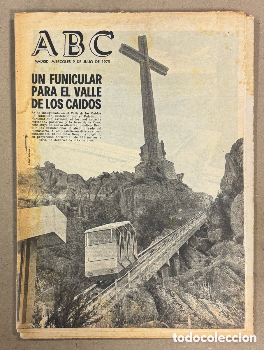 Coleccionismo de revistas y peri&oacute;dicos: ABC (9 DE JULIO DE 1975). UN FUNICULAR PARA EL VALLE DE LOS CA&Iacute;DOS,&hellip;
