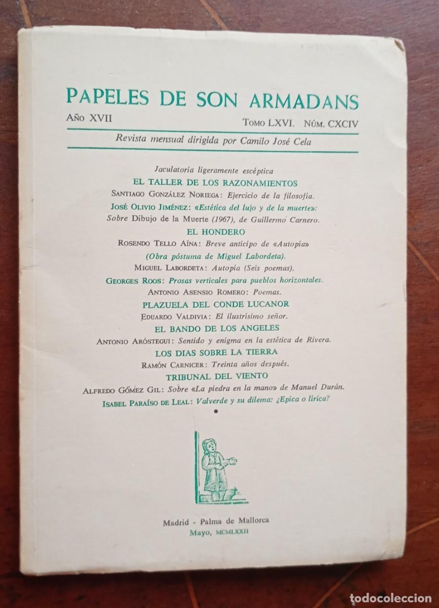 Coleccionismo de revistas y peri&oacute;dicos: PAPELES DE SON ARMADANS Ano XVII Tomo LXVI Num. CXCIV libro intonso