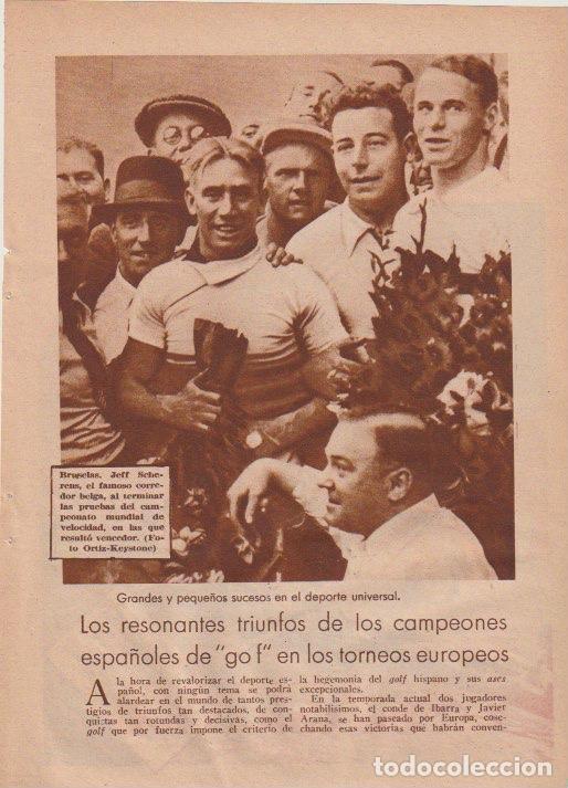 Coleccionismo de revistas y peri&oacute;dicos: * DEPORTES * Ciclismo: Jeff Scherens; remo en Grunan y Kiel; atletismo en Munich -1935