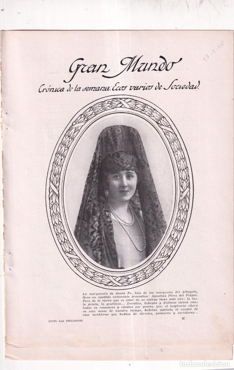 Coleccionismo de revistas y peri&oacute;dicos: GRAN MUNDO: Ecos varios sociedad SEPARATA BLANCO Y NEGRO, estilo vasco, carnaval 1926