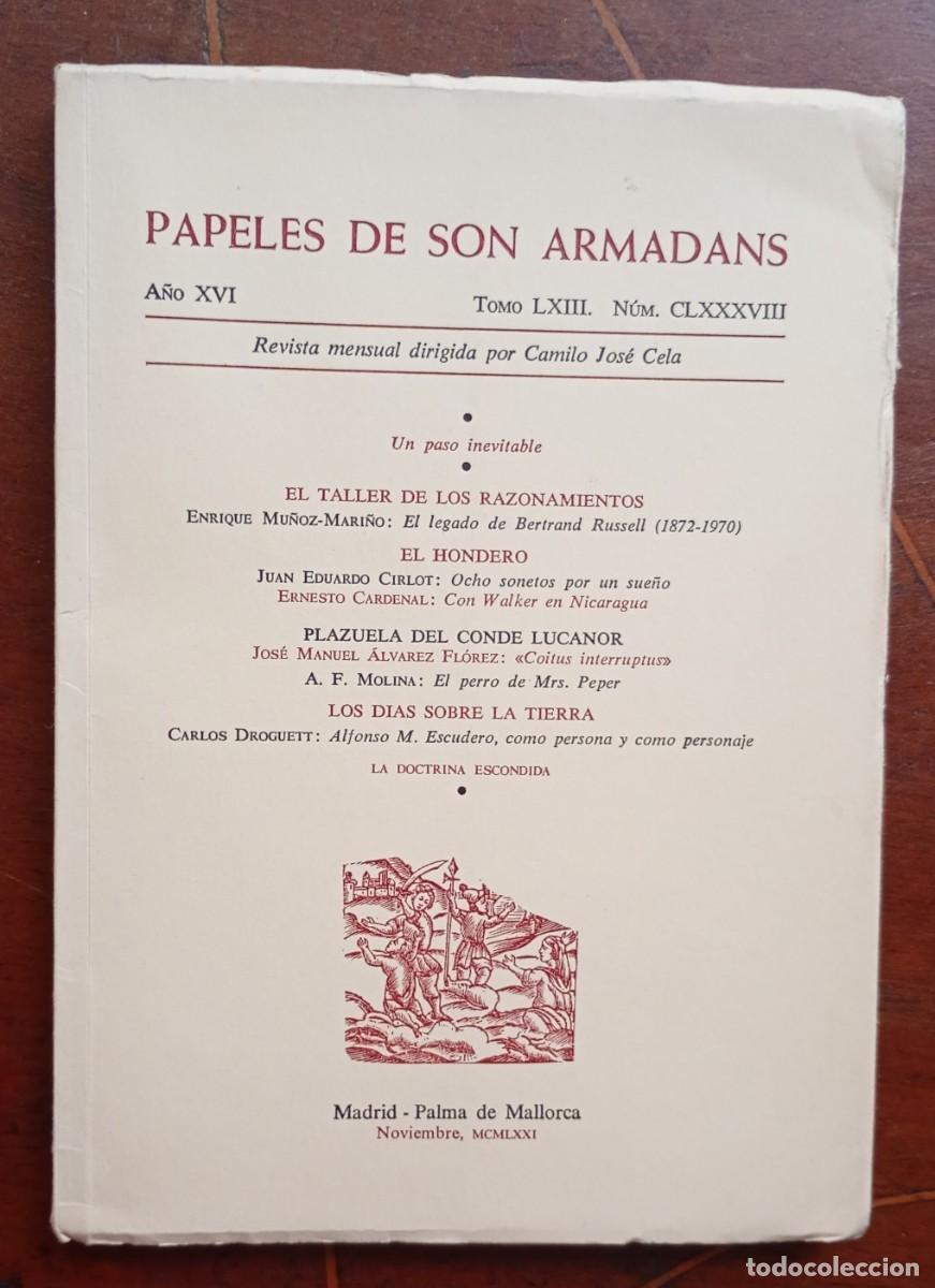 Colecionismo de Revistas e Jornais: PAPELES DE SON ARMADANS Ano XVI Tomo LXIII Num. CLXXXVIII libro intonso