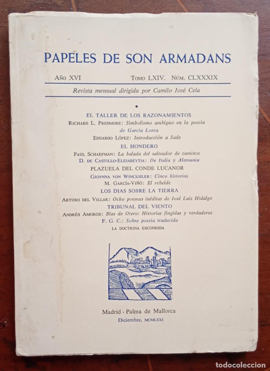 Coleccionismo de revistas y peri&oacute;dicos: PAPELES DE SON ARMADANS Ano XVI Tomo LXIV Num. CLXXXIX libro intonso