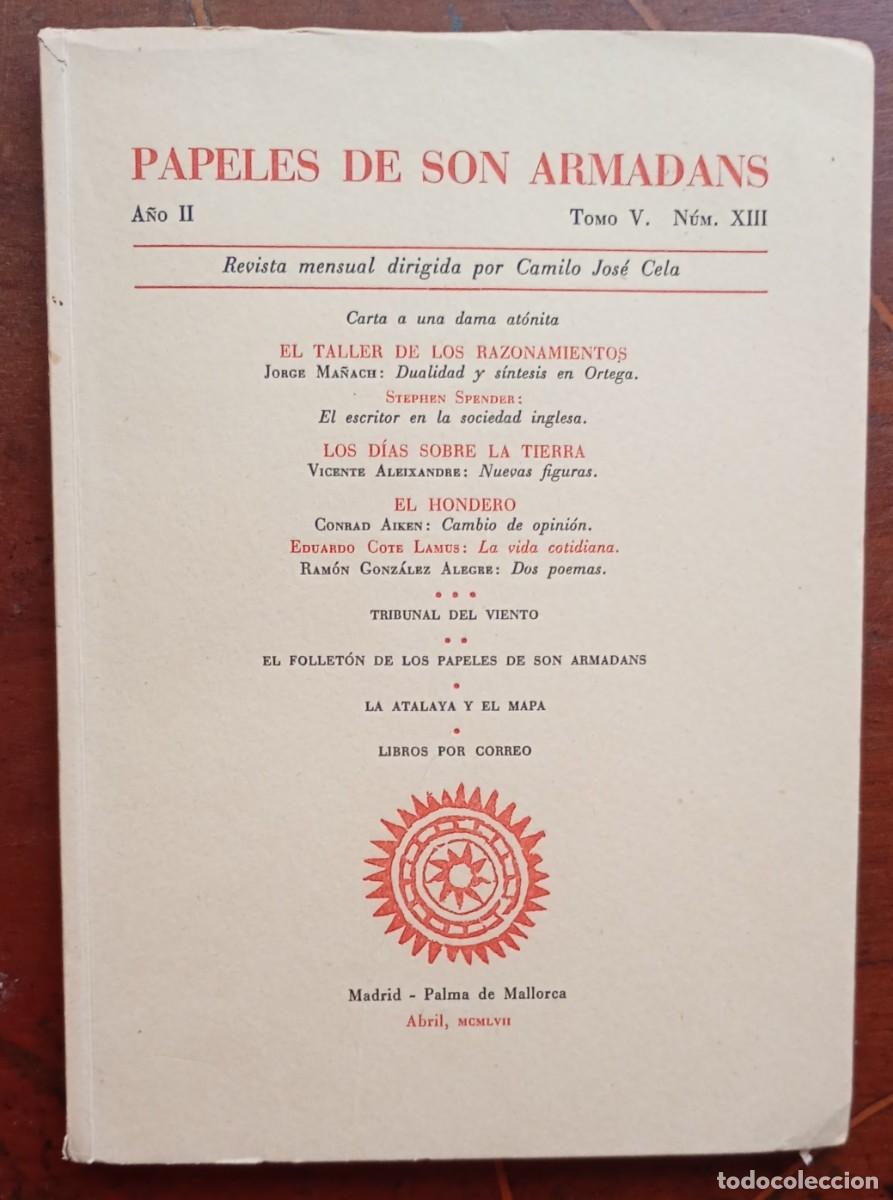 Coleccionismo de revistas y peri&oacute;dicos: PAPELES DE SON ARMADANS Ano II Tomo V Num. XIII libro intonso