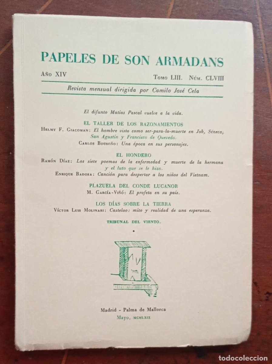 Coleccionismo de revistas y peri&oacute;dicos: PAPELES DE SON ARMADANS Ano XIV Tomo LIII Num. CLVIII libro intonso